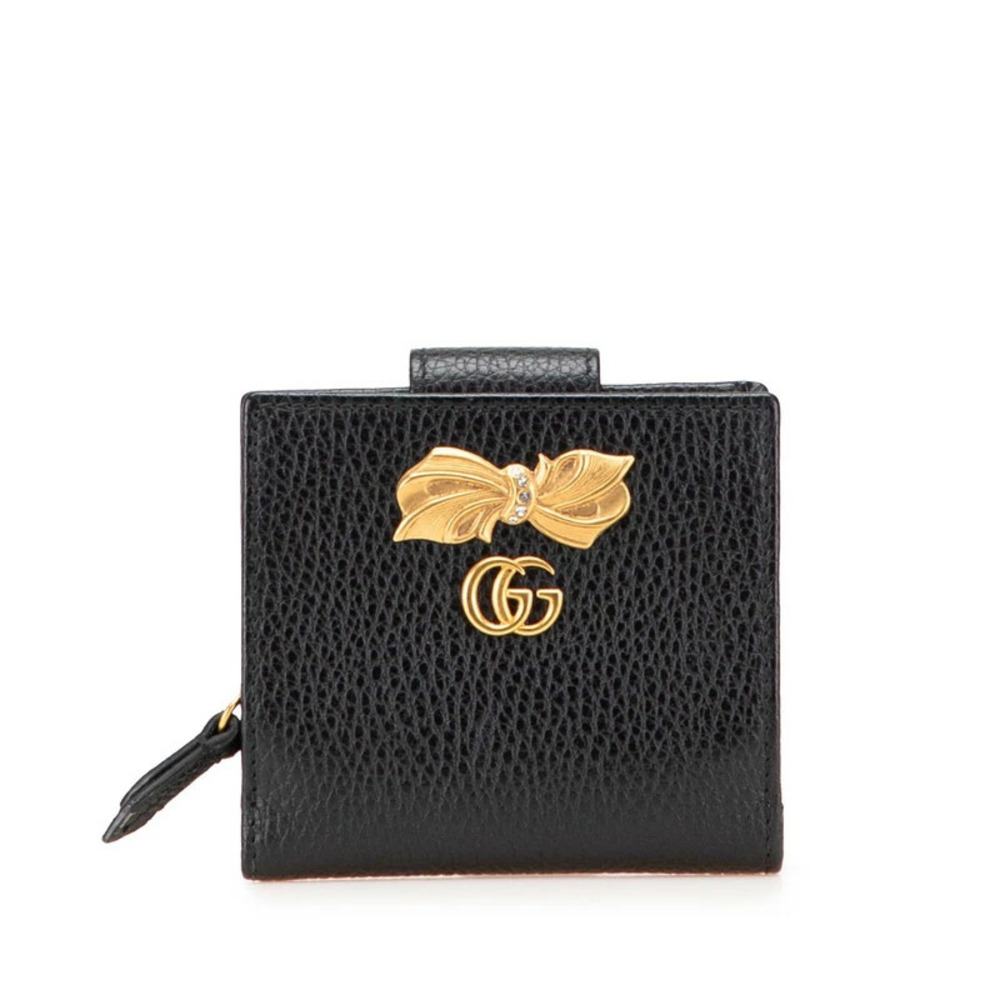 Gucci GG Marmont Bow Bi fold Wallet Black Leather